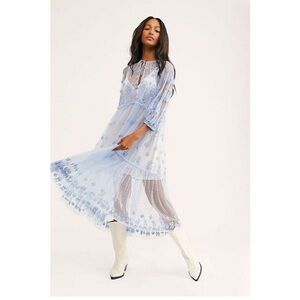 Gorgeous mesh embroidered periwinkle dress NWOT